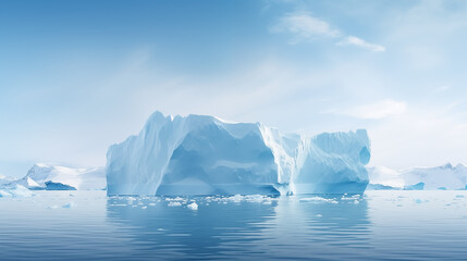 melting iceberg in polar regions, climate change concept 