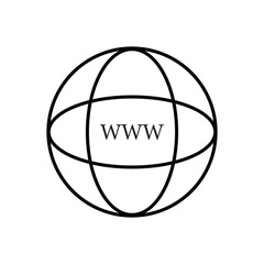 Internet icon. Www search bar icon. Website icon. World wide web symbol. Internet symbol for your web site design, app, UI. Flat design. Vector illustration. Eps file 322.