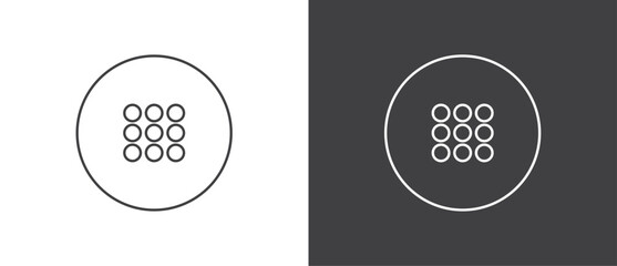 Button icon on the video call call screen, Simple line icon set of buttons template for mobile phone online app, ui. Internet talk, vector illustration in black and white background.