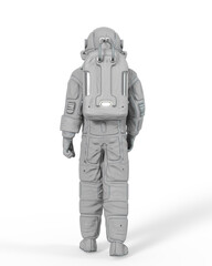 astronaut is standing up on rear view