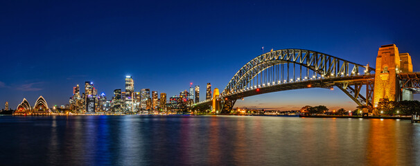 Sydney, New South Wales, Australia; February 25, 2024 - Skyline of Sydney at sunset