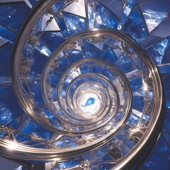 Elevate your Imagery with a Majestic Staircase in Vibrant Blue Sapphire - Ideal for Luxury Branding and Architectural Highlights
