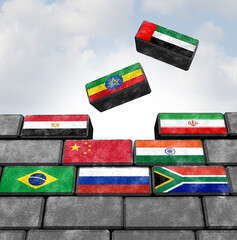 Brics Expansion and Growing Group as Brazil Russia India China and South Africa intergovernmental organization as emerging market countries as Egypt Ethiopia Iran and the United Arab Emirates as a geo - 784068913