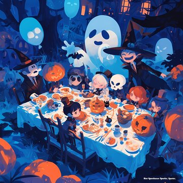 A Spooktacular Halloween Feast with Ghosts and Ghouls