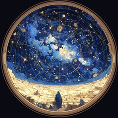 An immersive journey through the cosmos, as seen from a celestial atlas. Explore the wonders of the universe with this mesmerizing image. - obrazy, fototapety, plakaty