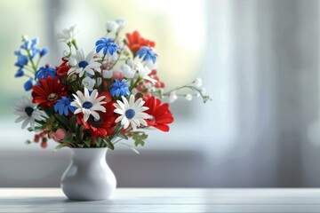 Vibrant Bouquet of Flowers in Vase, Home Decor Concept