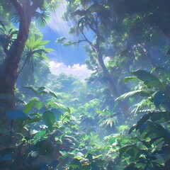 Discover the Secrets of the Tropics in This Captivating Rainforest Image - Breathtaking Views, Rich Flora, and a Sense of Adventure Await!