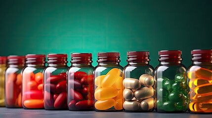 Multicolored pills and capsules in plastic UHD Wallpaper - obrazy, fototapety, plakaty