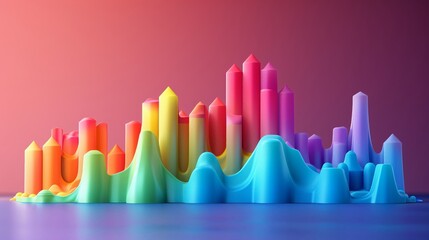 3D render clay style of A Chart graph, flat color, isolated on pure solid background , High detail, High resolution,