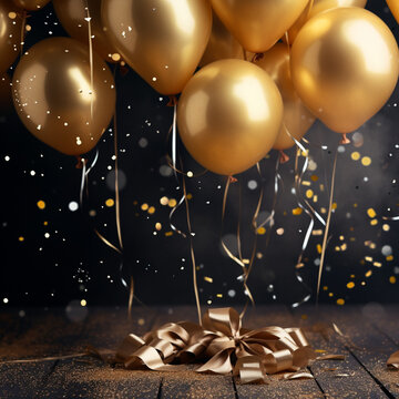 Decoration with golden ballons