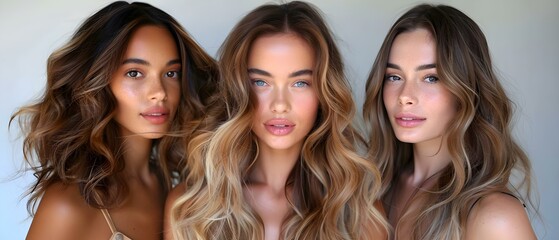 Balayage Beauty: A Spectrum of Styled Hair. Concept Hair Styling, Coloring Techniques, Beauty Trends, Balayage Inspiration, Haircare Tips