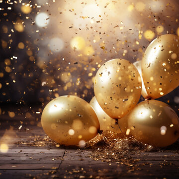 Decoration with golden ballons