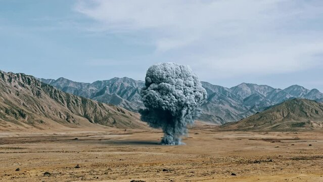Huge bomb explosion with a mushroom cloud, weapon of mass destruction