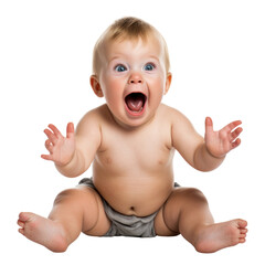 Cute baby has funny emotion and gesture transparent background