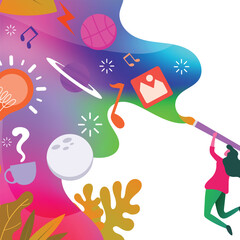 Creative solutions or Creative ideas, gets idea vector illustration concept. problem solving, creative thinking.