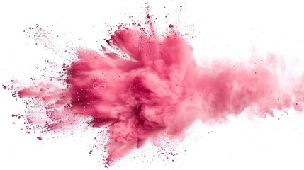 Pink powder explosion. Isolated on white background - obrazy, fototapety, plakaty