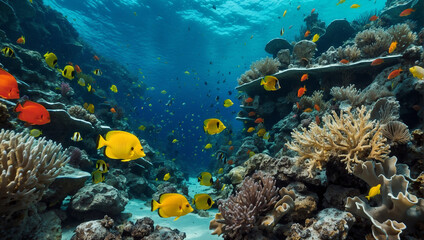 Naklejka na ściany i meble coral reef with fish and coral, coral reef with fish,coral reef and fish