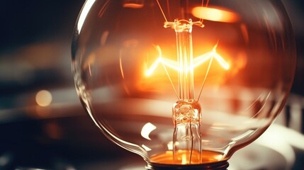 Close up of a light bulb on a table - Powered by Adobe
