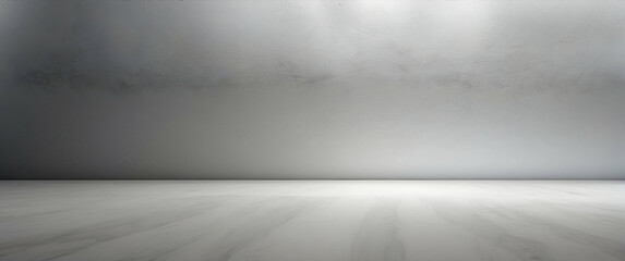 A spacious, minimalist white room, with shadows casting softly across the textured walls