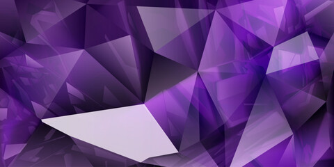 Abstract background of crystals in purple colors with highlights on the facets and refracting of light