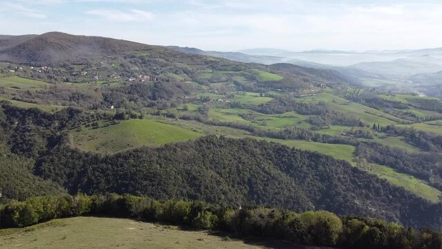 View of La Roccaccia, titignano, orvieto, italy, with a drone.
Landscape view.