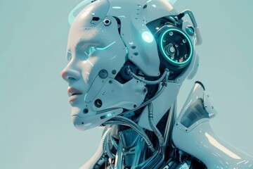 3d rendering of a robot with humanoid features, representing advanced artificial intelligence