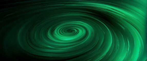 A mesmerizing abstract image featuring a hypnotic swirl of green shades, evoking depth and mystery