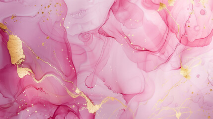 Luxury background banner. Abstract marble marbled stone ink liquid fluid painted painting texture, pink petals