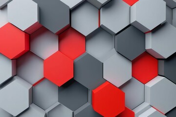 abstract geometric background with grey and red hexagonal shapes digital ilustration