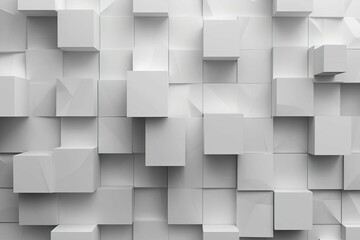 abstract wallpaper background with randomly rotated white cube boxes on gray 3d geometric pattern digital ilustration