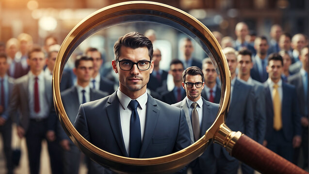 Human Resource Management (HRM): A Magnifying Glass to Focus on the Manager Icon - Employee Management Strategies for Talent Development, Leadership, and Customer Targeting