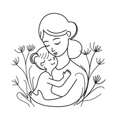 Hand drawn art vector mother and kid