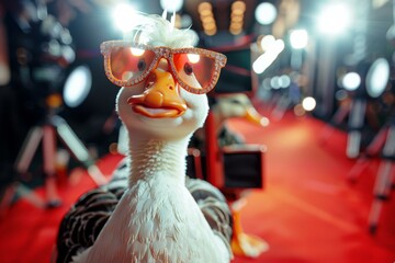 Glamorous Duck on Red Carpet, Celebrity Event Concept