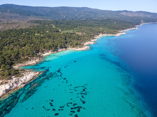 Naklejka premium Sithonia coastline near Orange Beach, Chalkidiki, Greece