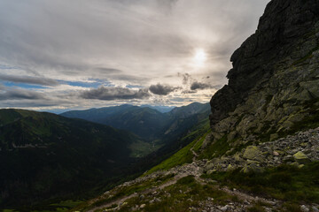 Fototapeta na wymiar Mountain landscape in the Carpathian Tatra Mountains in the Polish National Park.