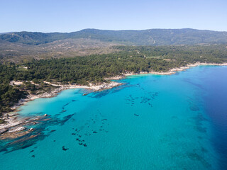 Naklejka premium Sithonia coastline near Orange Beach, Chalkidiki, Greece