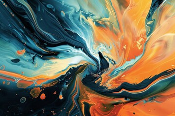 dynamic abstract composition with swirling colors and textures fluid acrylic painting digital ilustration