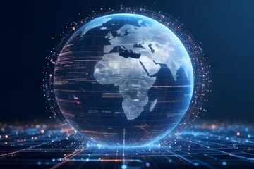 Digital world globe, concept of global network and connectivity on Earth, high speed data transfer and cyber technology, information exchange and international telecommunication