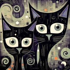 Abstract Black Cats 002