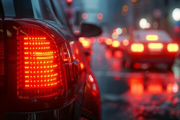 glowing red emergency vehicle siren light in traffic 3d alert signal render illustration - obrazy, fototapety, plakaty