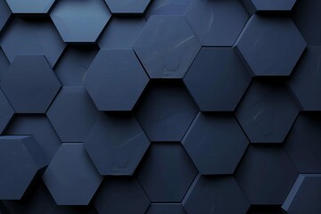 hexagonal dark navy blue 3d texture background illustration - obrazy, fototapety, plakaty