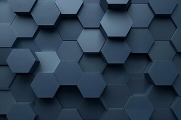 hexagonal dark navy blue 3d texture background illustration - obrazy, fototapety, plakaty