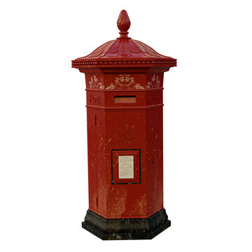 3d rendered old postbox isolated on transparent background 
