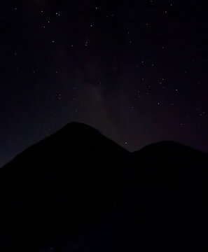 Stars over the volcano in the early morning
