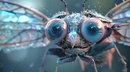 A unique 3d render of an abstract cute flying creature  AI generated illustration