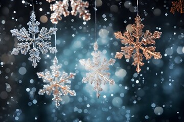 Fototapeta premium Full Brightness Holiday Magic Gleaming Snowflakes Happy Christmas day beautiful pic