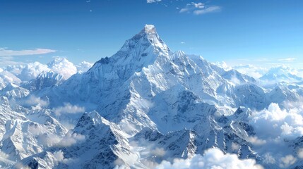 Majestic Snow Capped Peaks of the Himalayan Mountain Range Reaching Towards the Heavens in Nepal