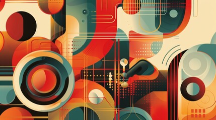 Obraz premium Abstract shapes and patterns with a retro feel AI generated illustration