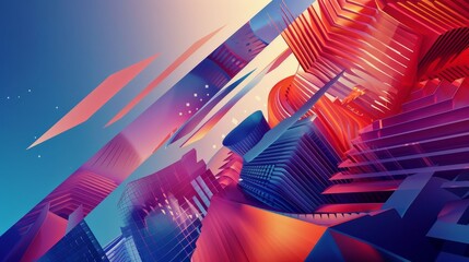 An abstract illustration of flying objects in a business-inspired 3d style   AI generated illustration - obrazy, fototapety, plakaty