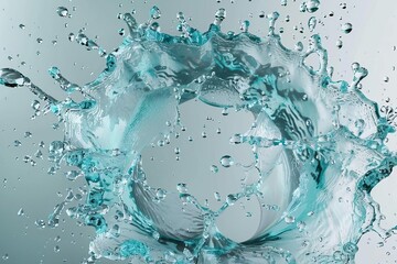 refreshing water splash frozen in motion liquid art photography on white background digital ilustration
